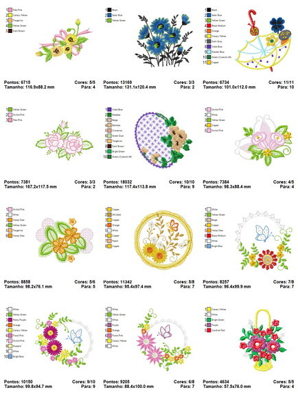Pacote Matriz Bordados Flores
