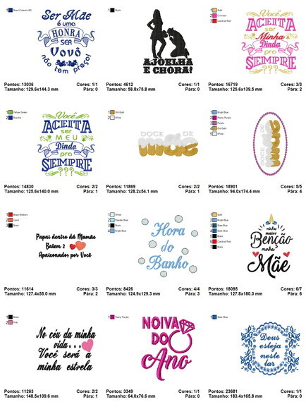Pacote Matriz de Bordados Frases