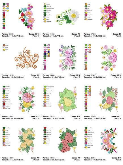 Pacote Matrizes Bordados Frutas Semaninha