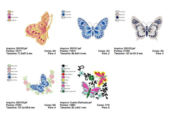 Pacote Matrizes de Bordado Borboletas Mariposas