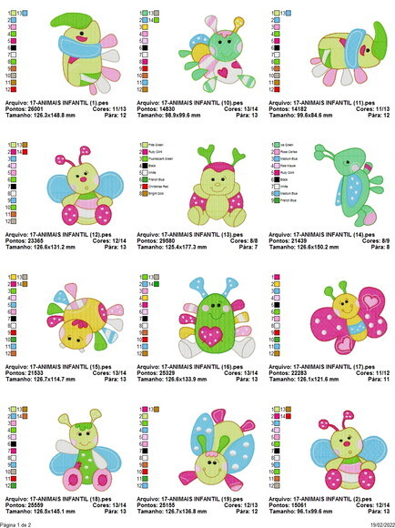 Pacote Matrizes de Bordado Borboletas Infantil