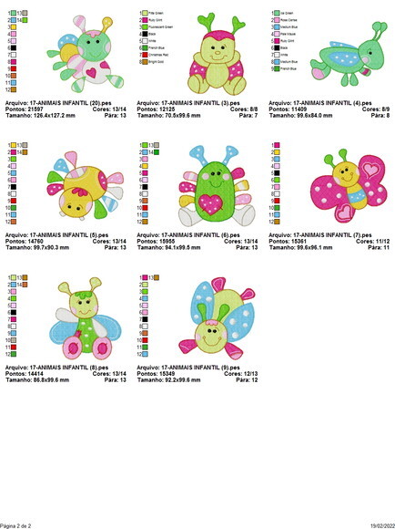 Pacote Matrizes de Bordado Borboletas Infantil