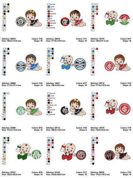 Pacote Matrizes de Bordado Bebês Futebol