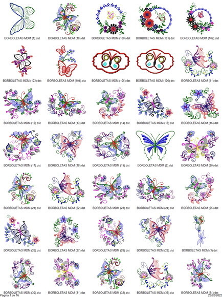Pacote Matrizes de Bordado Borboletas Sortidas