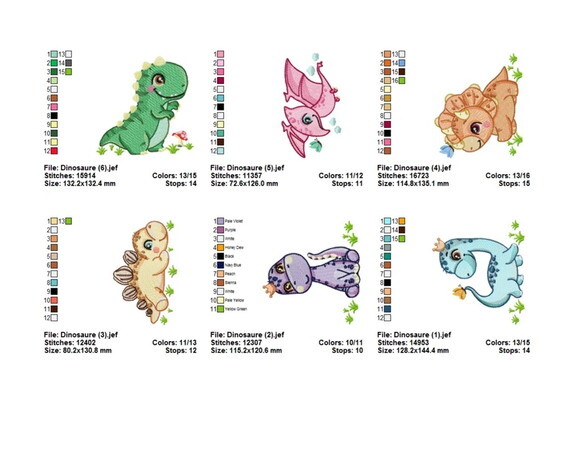 Pacote Matrizes de Bordado Dinossauros Bebê