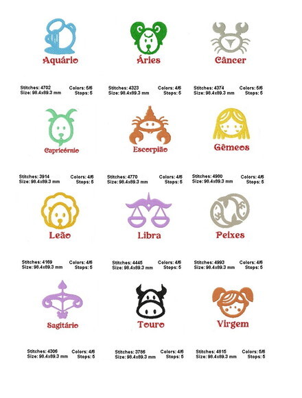 Pacote Matrizes de Bordado Signos