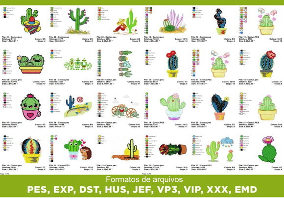 Pacote Matrizes de Bordados Cactos