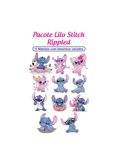 11 Matrizes de Bordado Lilo Stitch Rippled (pacote)