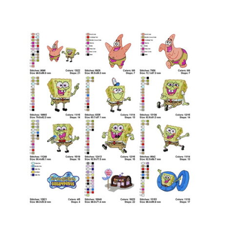 24 Matrizes de Bordado Bob Esponja