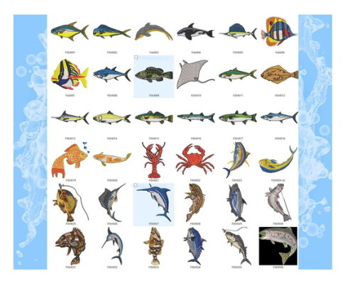 Coleção Matriz de Bordado 375 Peixes Diversos