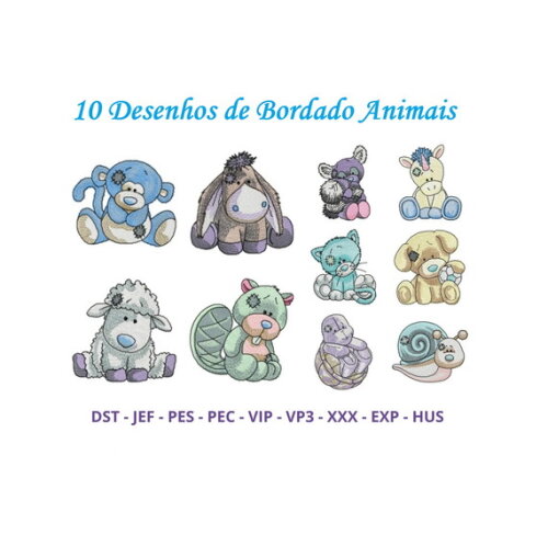 Coleção de Matrizes de Bordado Animais Baby