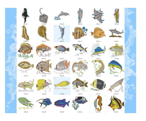 Coleção Matriz de Bordado 375 Peixes Diversos