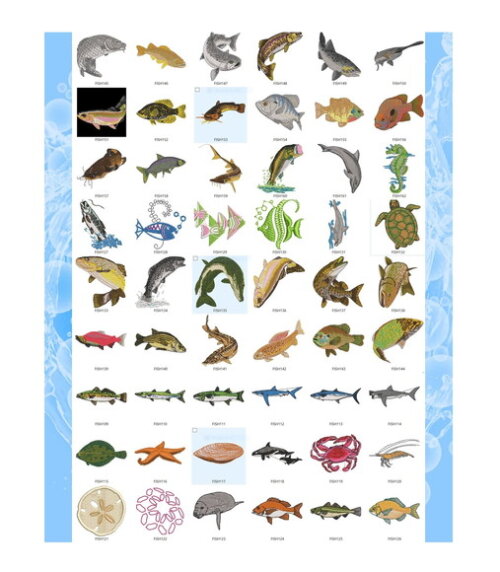 Coleção Matriz de Bordado 375 Peixes Diversos
