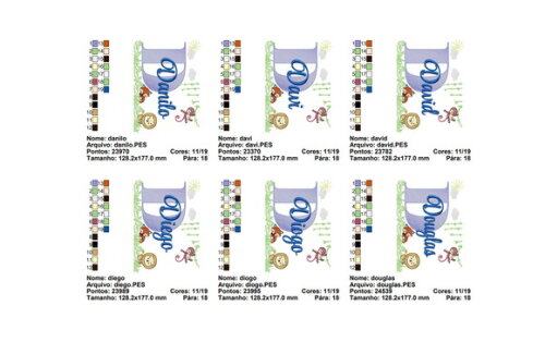 Matriz Bordado 168 Nomes com Flores - Formato Pes