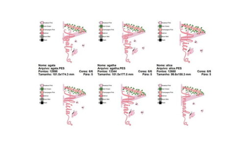 Matriz Bordado 168 Nomes com Flores - Formato Pes