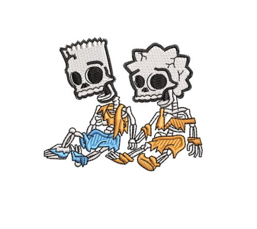 Matriz Bordado Bart Simpson & Lisa Caveira