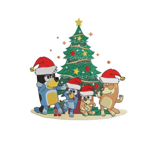 Matriz Bordado Bluey Dog Família Natalina