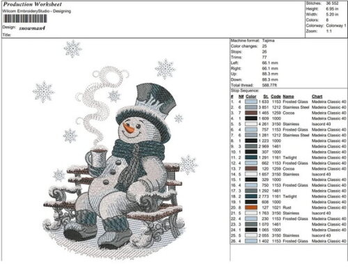 Matriz Bordado Boneco de Neve