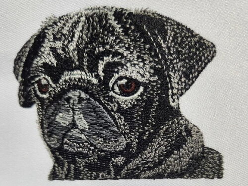 Matriz Bordado Cão Pug Preto