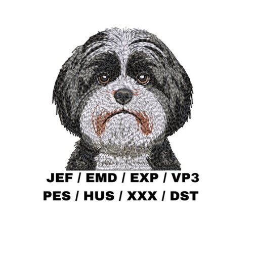 Matriz Bordado Cão Shih Tzu Rosto