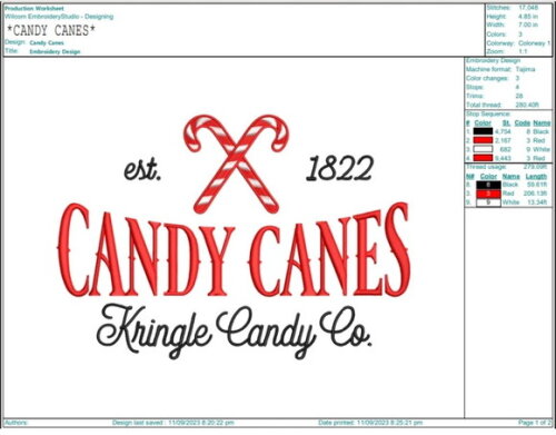 Matriz Bordado Christmas Candy Canes