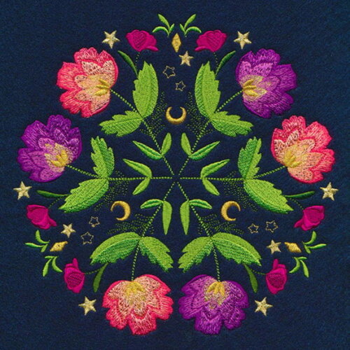 Matriz Bordado Círculo de Flores Celestial
