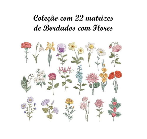 Matriz Bordado Coleção de Flores