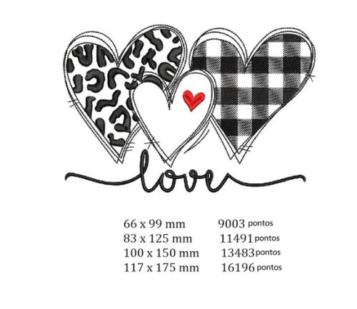 Matriz Bordado Coração e Amor