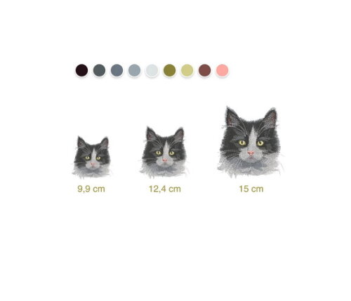 Matriz Bordado Gato Realista Preto e Branco
