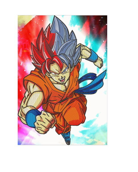Matriz Bordado Goku Blue Red