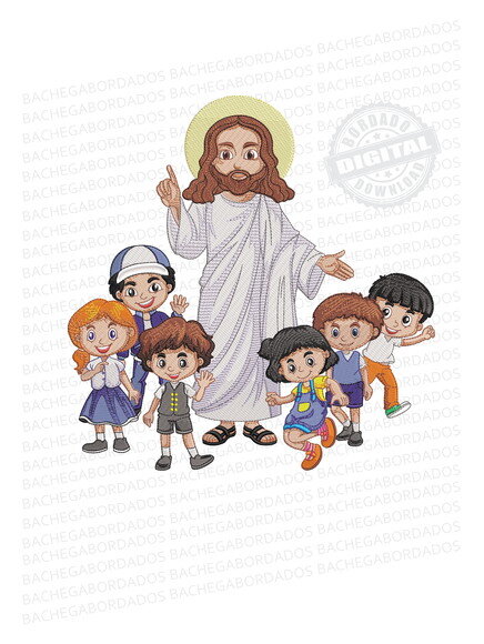 Matriz Bordado Jesus com Crianças