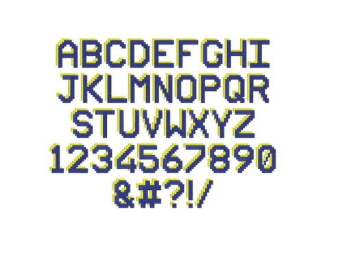 Matriz Bordado Letras e Numeros Minecraft em Blocos