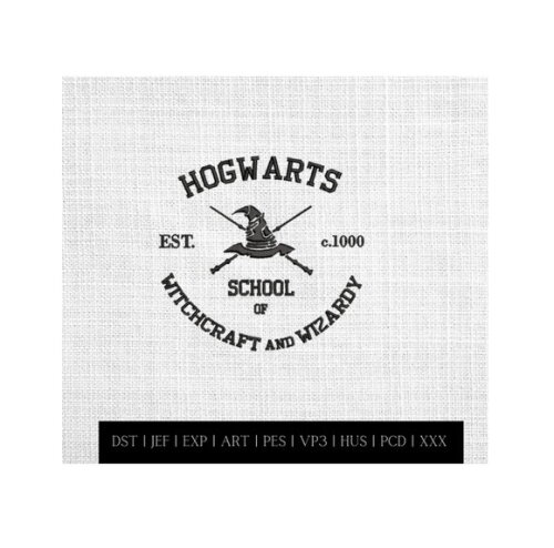 Matriz Bordado Logo Escola de Hogwarts Preto