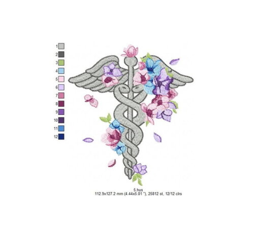 Matriz Bordado Logo Medicina em Flores