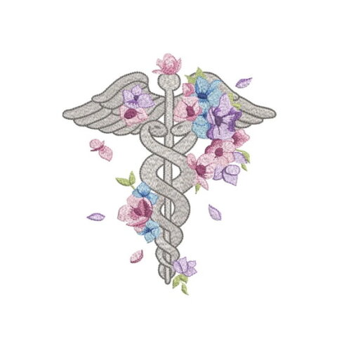 Matriz Bordado Logo Medicina em Flores