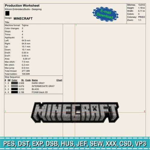 Matriz Bordado Minecraft Nome