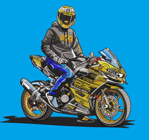 Matriz Bordado Motoqueiro Moto Racing