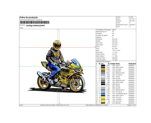 Matriz Bordado Motoqueiro Moto Racing