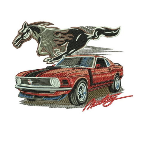 Matriz Bordado Mustang Vermelho