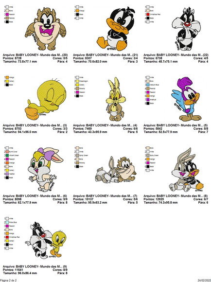 Matriz Bordado Pacote Baby Looney