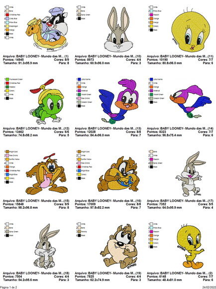 Matriz Bordado Pacote Baby Looney