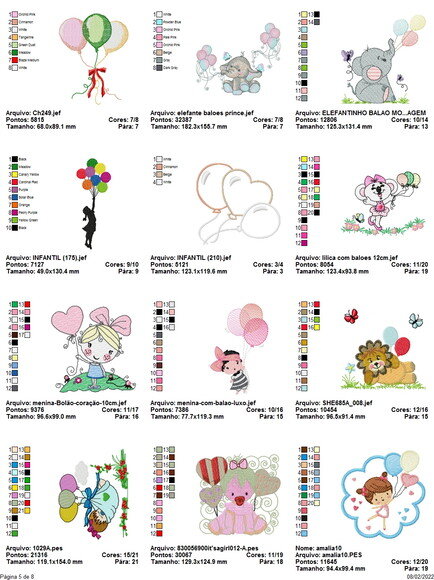 Matriz Bordado Pacote Balões de Festa