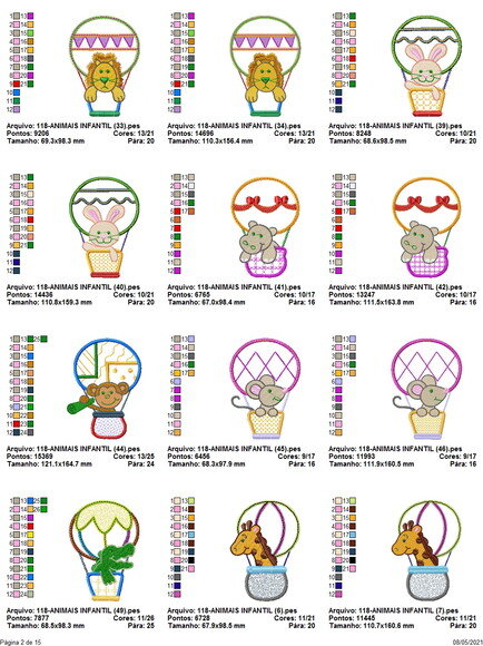 Matriz Bordado Pacote Balões Infantil