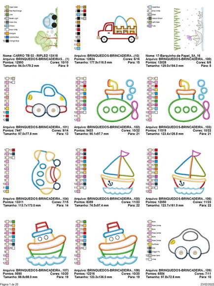 Matriz Bordado Pacote Brinquedos Infantil