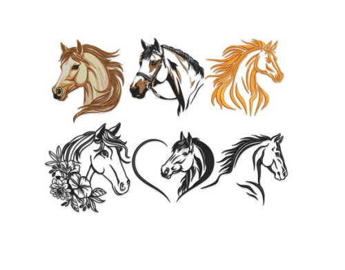 Matriz Bordado Pacote Cabeças de Cavalos