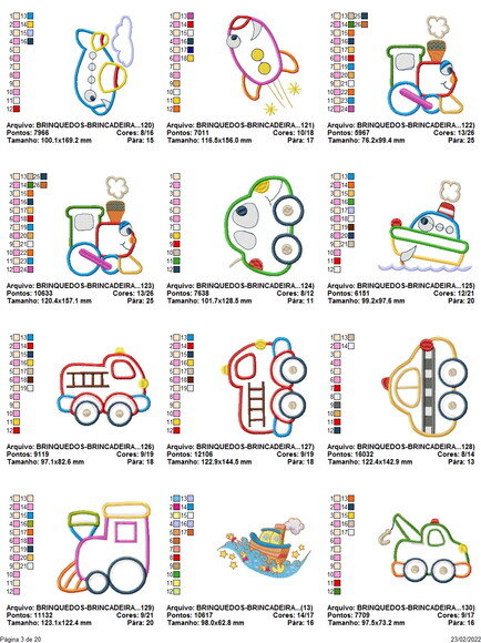 Matriz Bordado Pacote Brinquedos Infantil