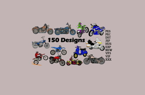 Matriz Bordado Pacote com 150 Designs de Motos