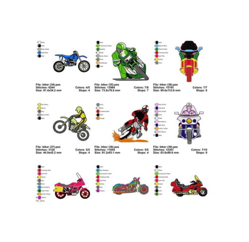 Matriz Bordado Pacote com 150 Designs de Motos