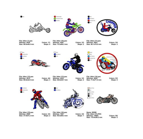 Matriz Bordado Pacote com 150 Designs de Motos