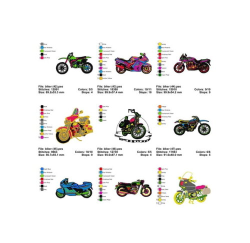 Matriz Bordado Pacote com 150 Designs de Motos